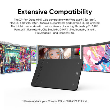 XPPen Deco Mini7W V2 Wireless Graphics Drawing Tablet & Stylus