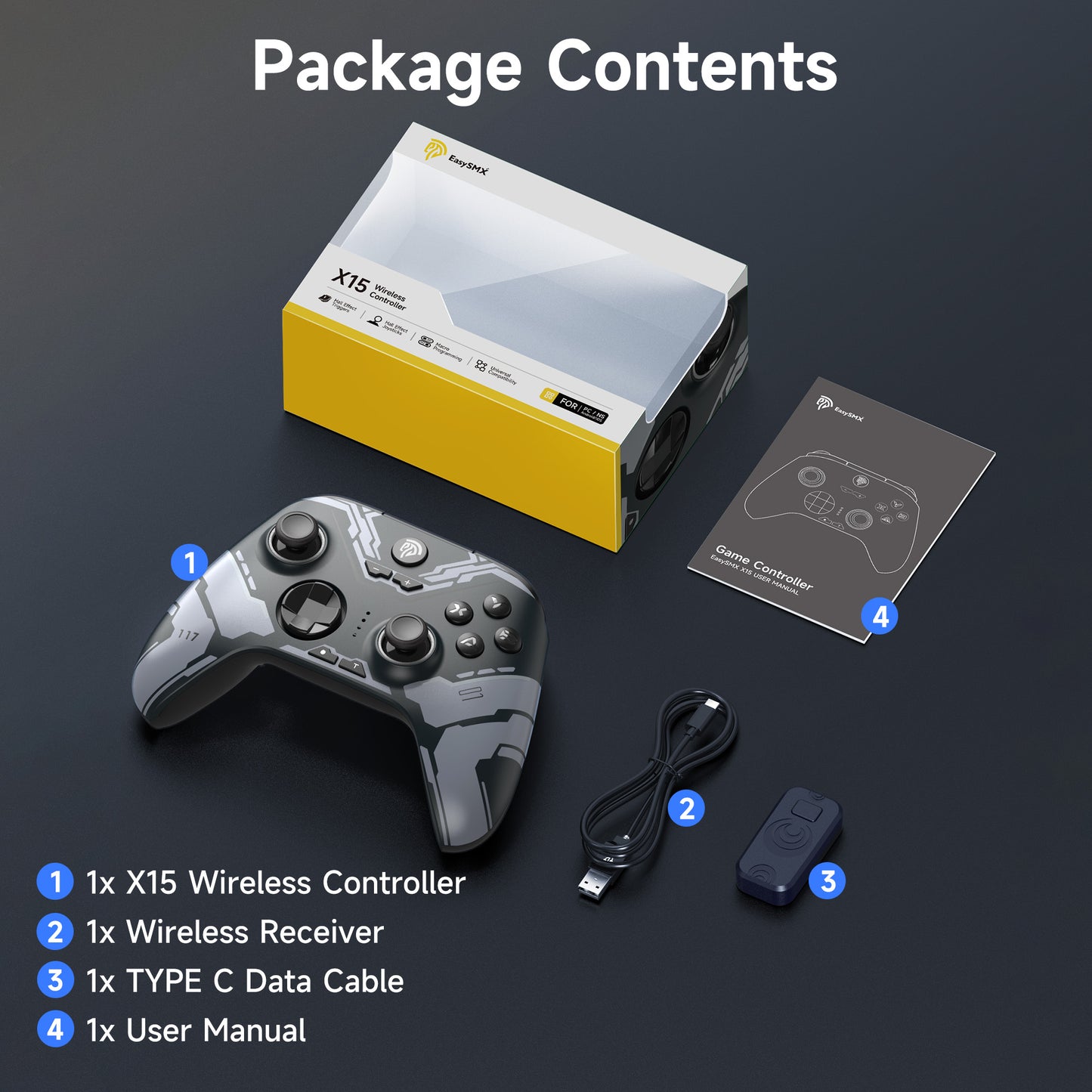 EasySMX X15 RGB Controller – Hall Effect Joystick & Trigger for Windows / Steam / Switch Starfield