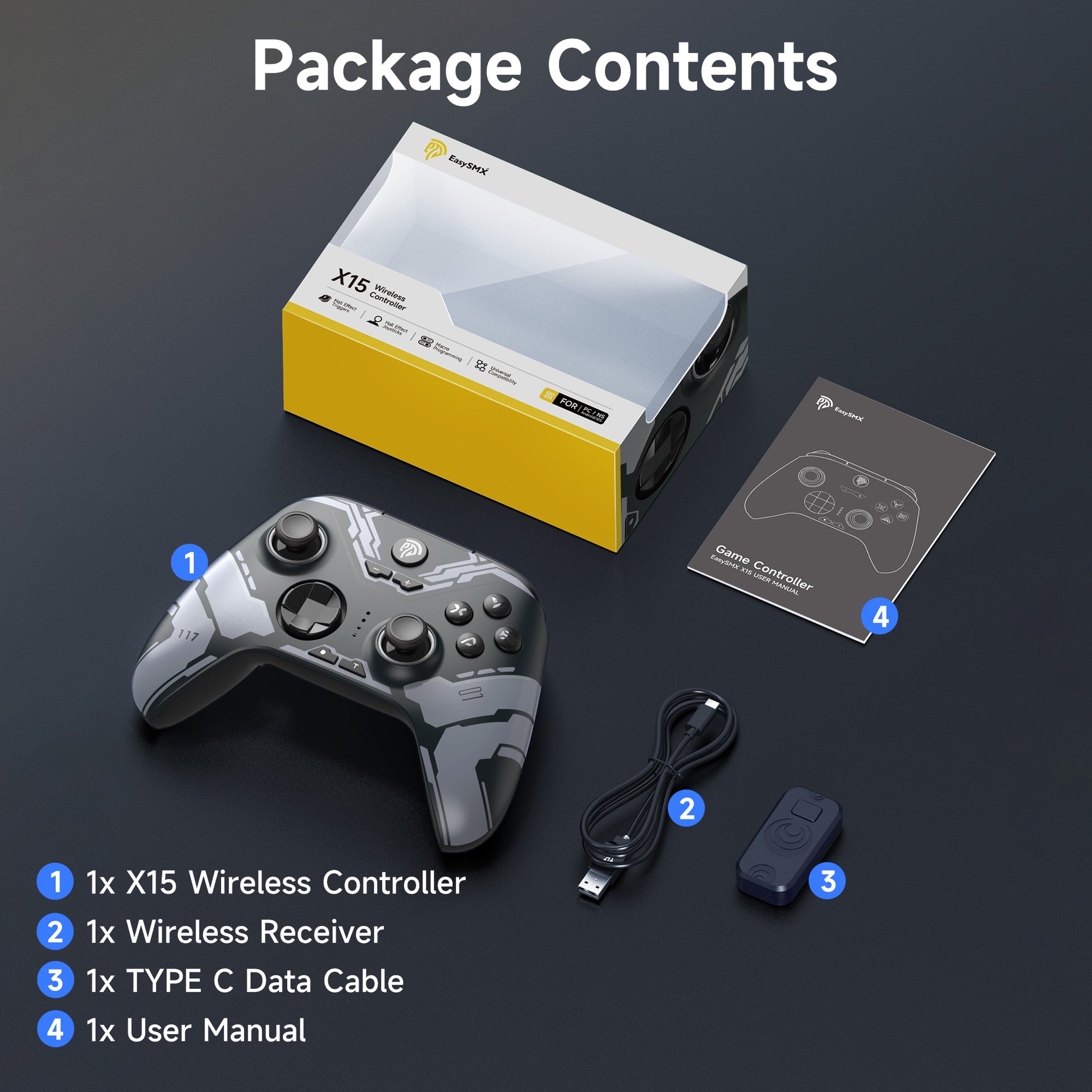EasySMX X15 RGB Controller – Hall Effect Joystick & Trigger for Windows / Steam / Switch Starfield