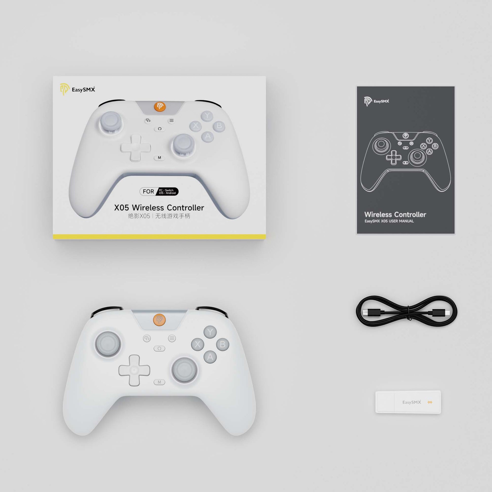 EasySMX X05 Hall Effect Gaming Controller For PC / Steam / Nintendo Switch Grey
