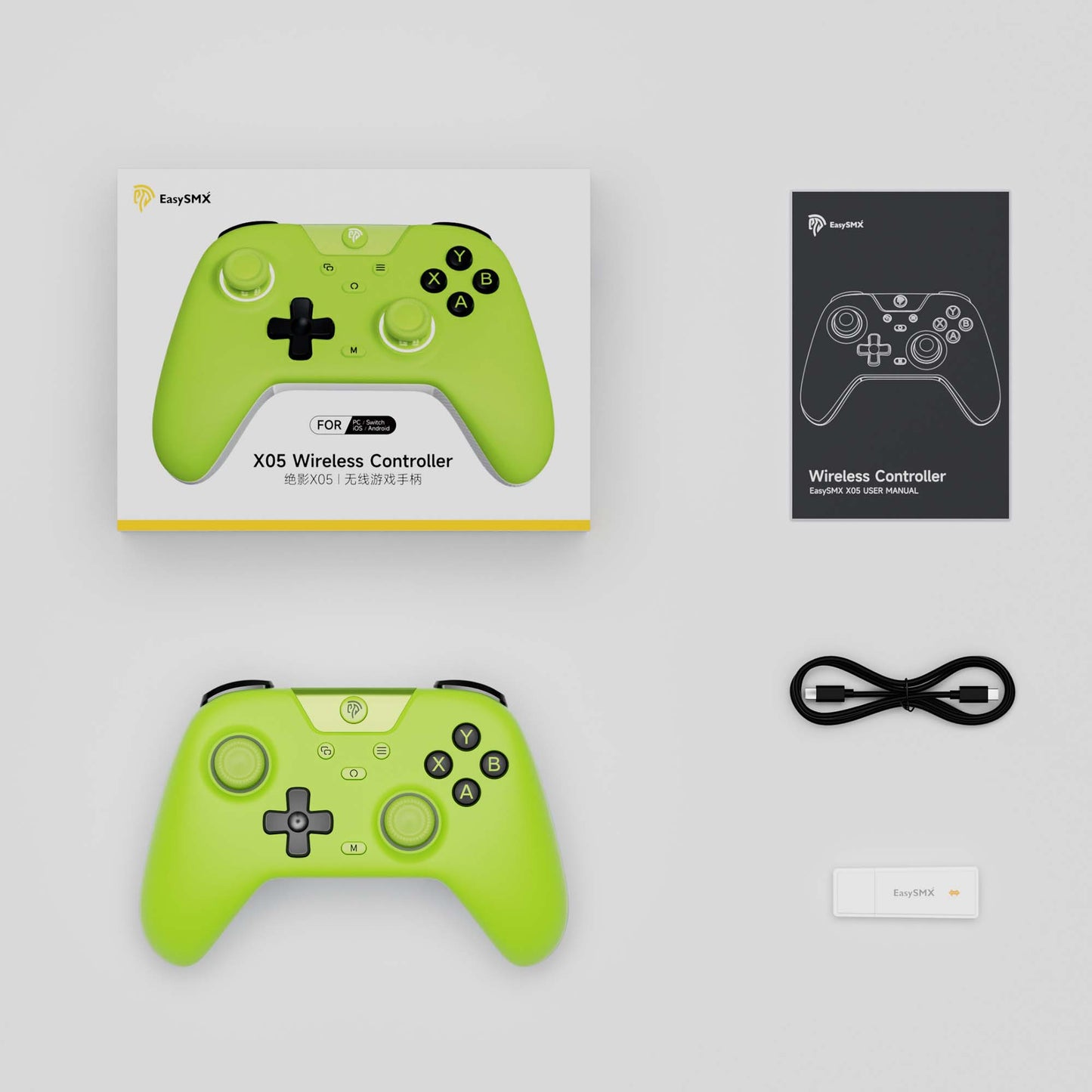 EasySMX X05 Hall Effect Gaming Controller For PC / Steam / Nintendo Switch Green