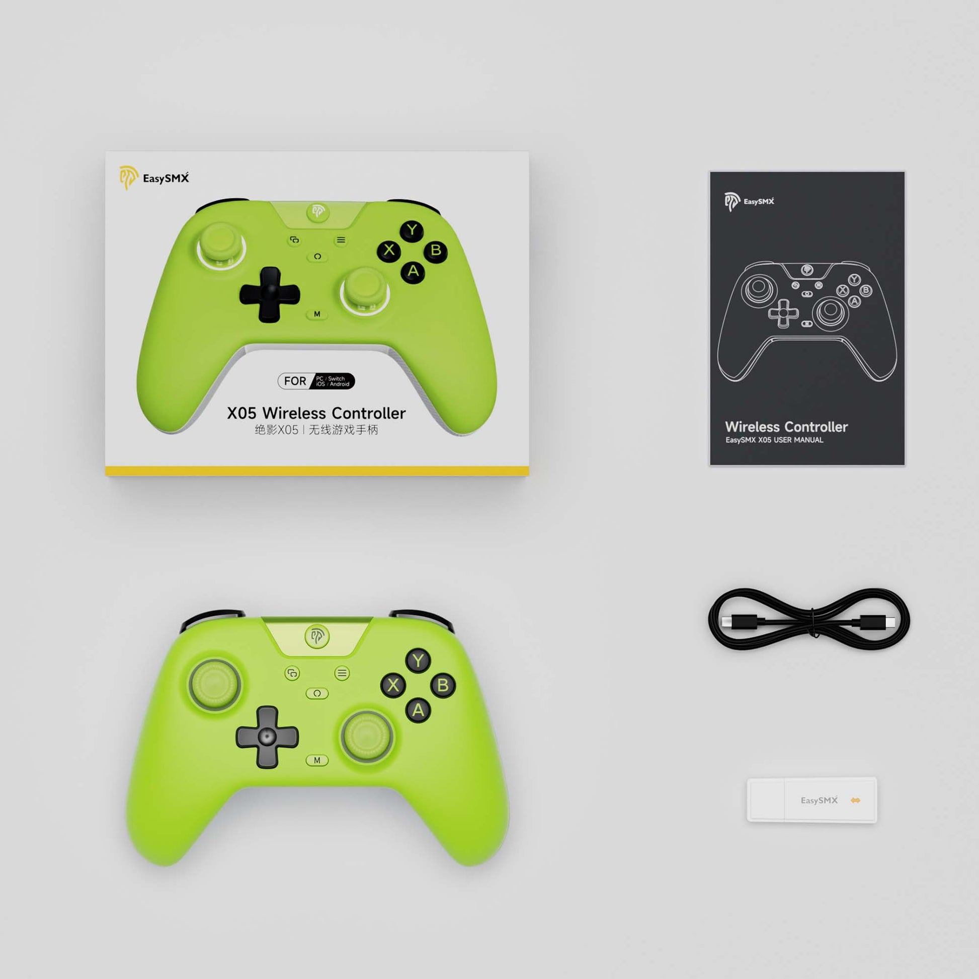 EasySMX X05 Hall Effect Gaming Controller For PC / Steam / Nintendo Switch Green