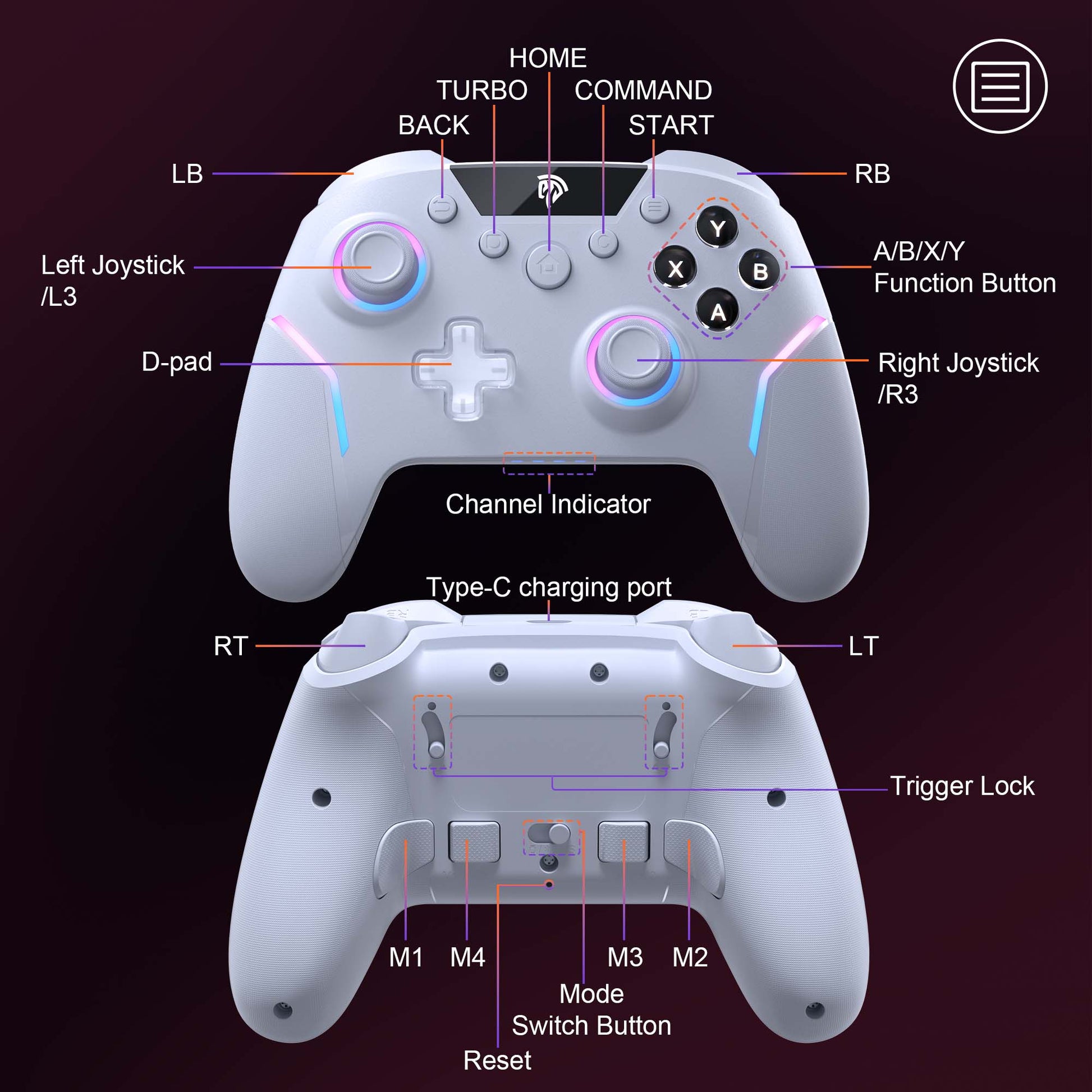 EasySMX X20 Hall Effect Gaming Controller For PC / Steam / Nintendo Switch