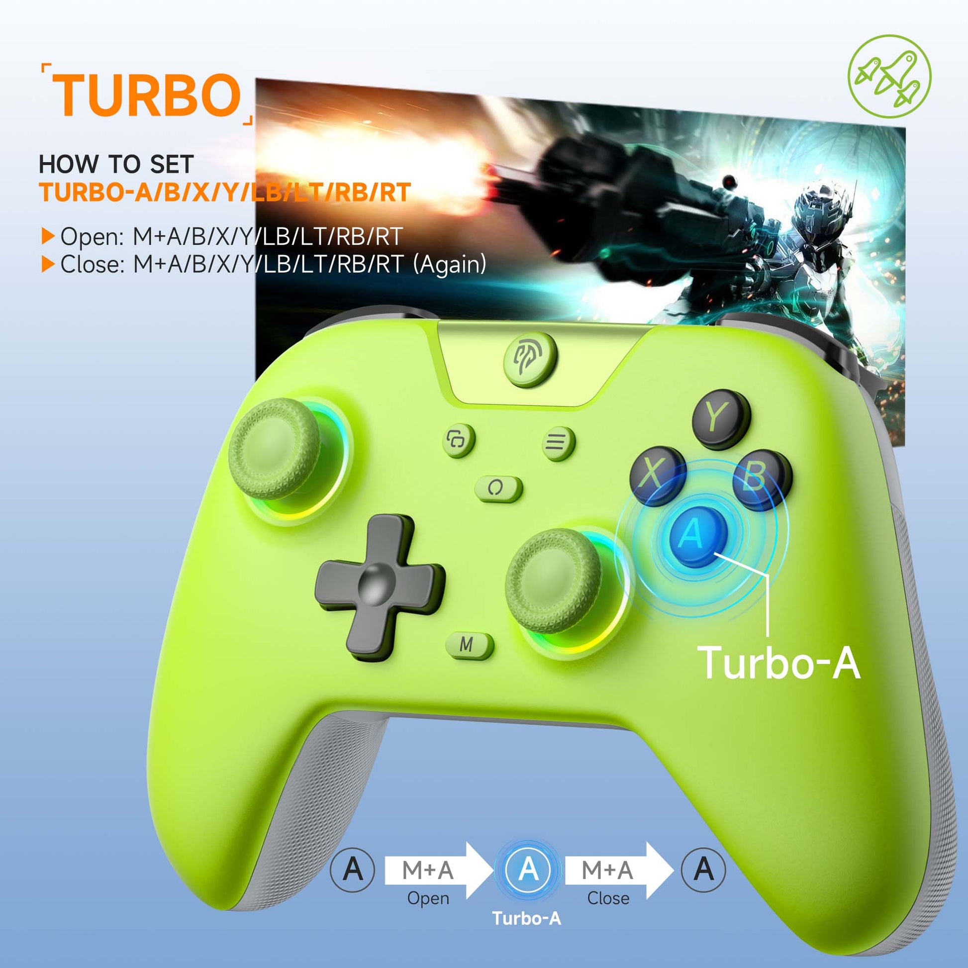 EasySMX X05 Hall Effect Gaming Controller For PC / Steam / Nintendo Switch Green