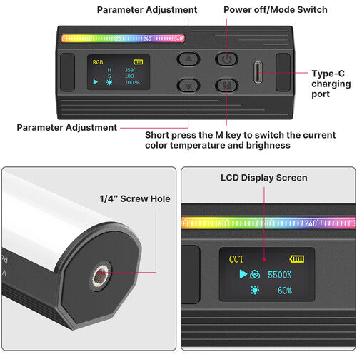 Ulanzi Compact Magnetic RGB LED Tube Light (3.9")