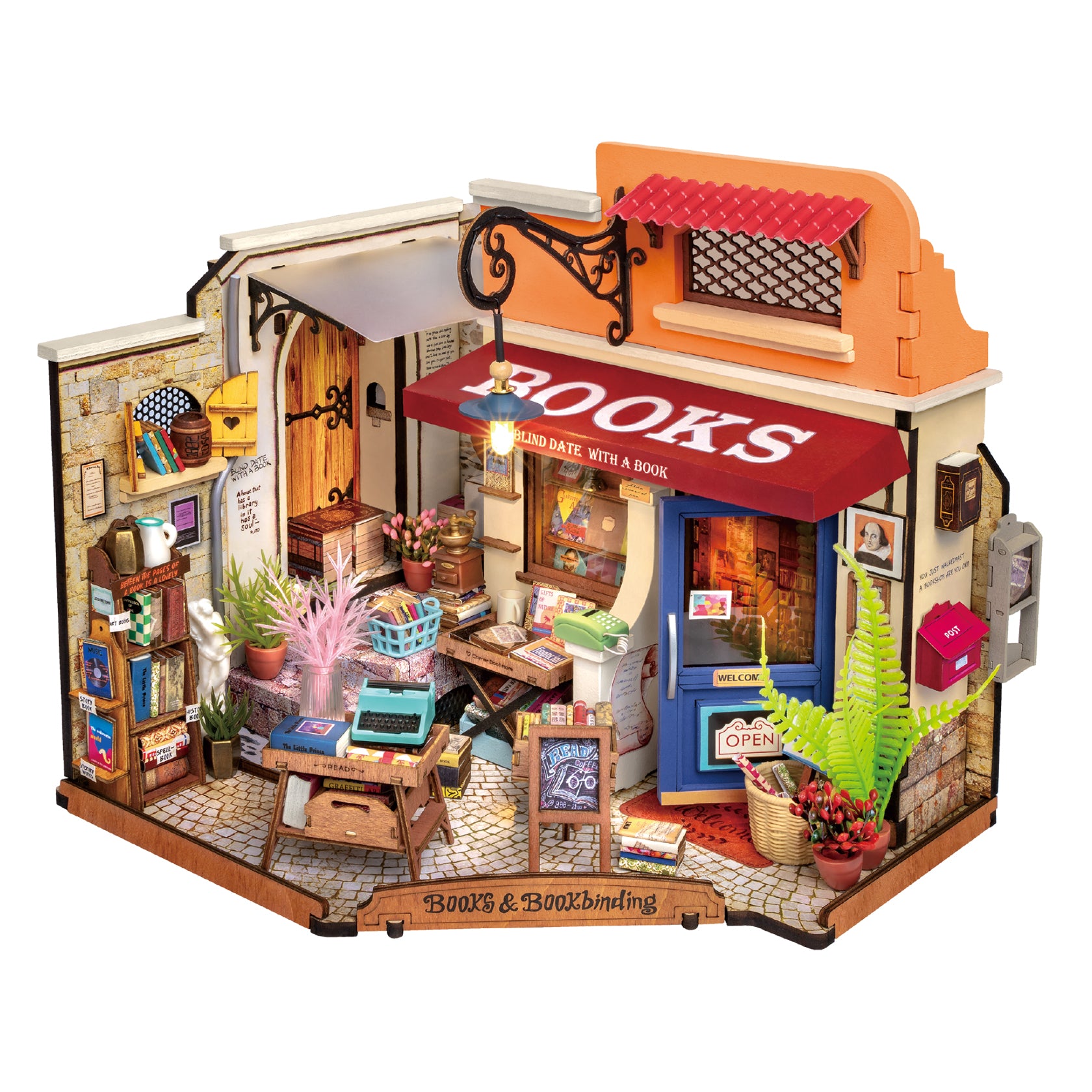 Robotime Corner Bookstore DIY 3D Miniature Dollhouse Kit