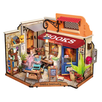 Robotime Corner Bookstore DIY 3D Miniature Dollhouse Kit