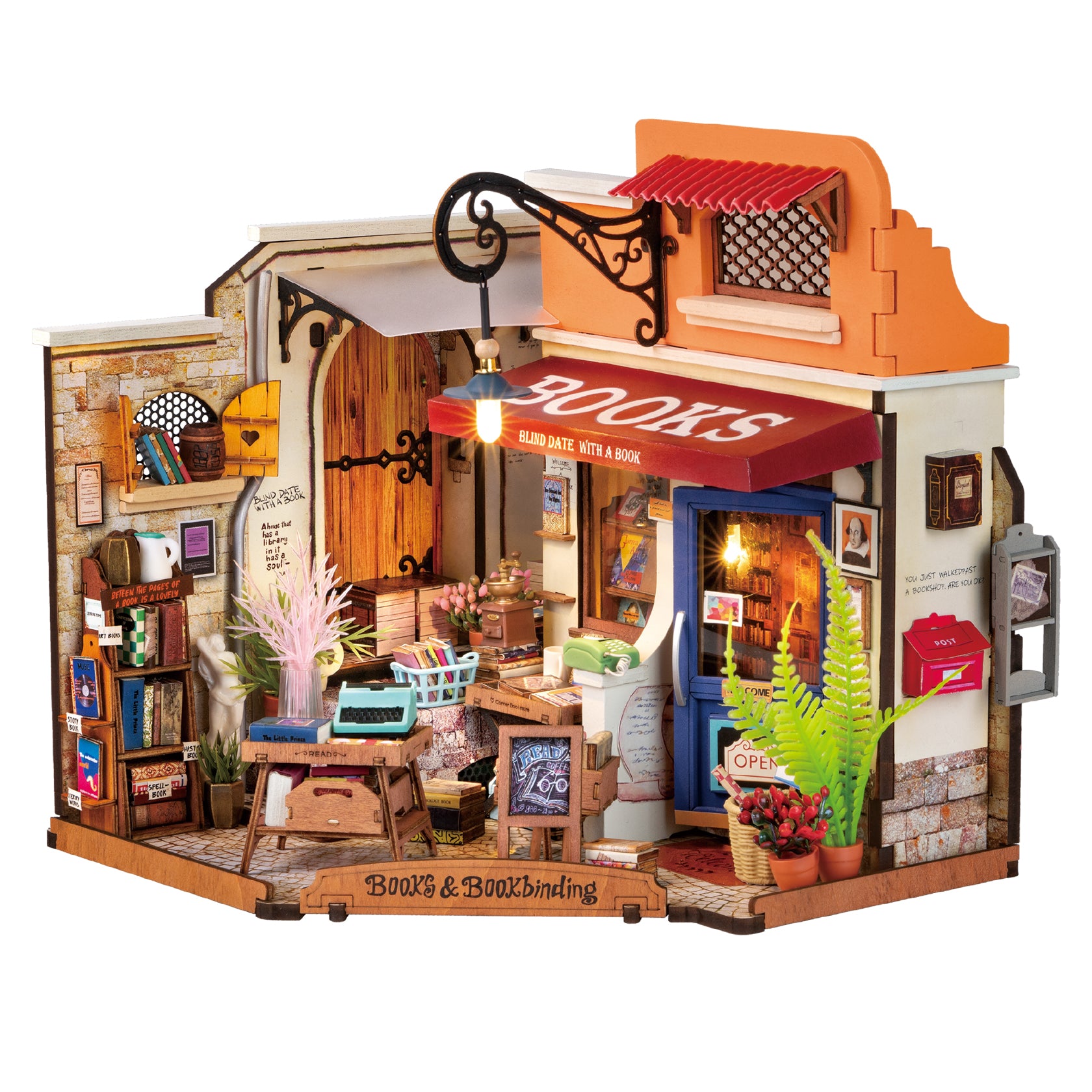 Robotime Corner Bookstore DIY 3D Miniature Dollhouse Kit
