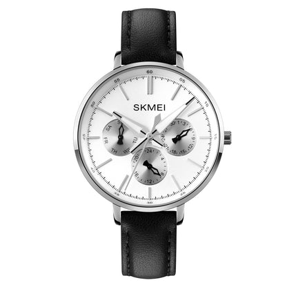 Skmei 1665 Stainless Steel Quartz Women's Wrist Watch With Leather Strap