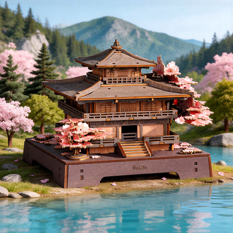 Robotime Sakura Pavilion 3D DIY Wooden Puzzle
