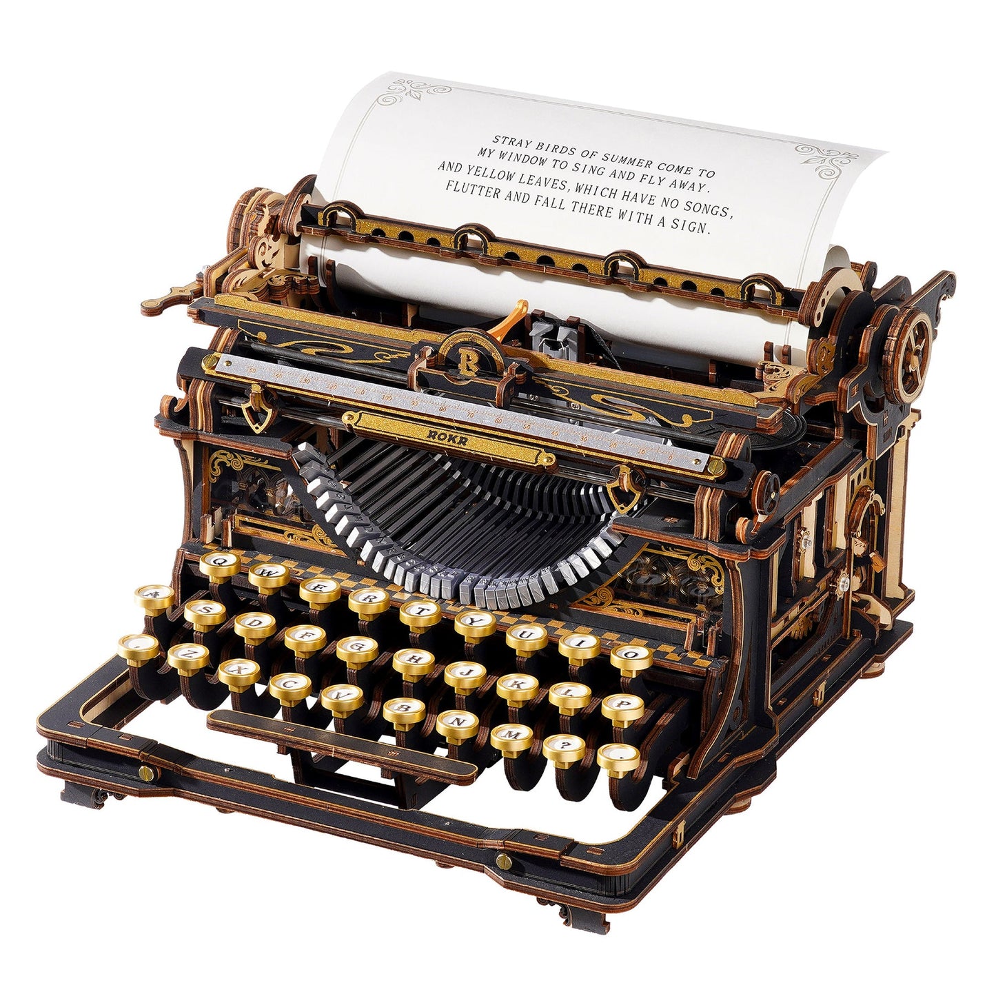 Robotime Mechanical Typewriter Wooden 3D DIY Puzzle (Classic Version)