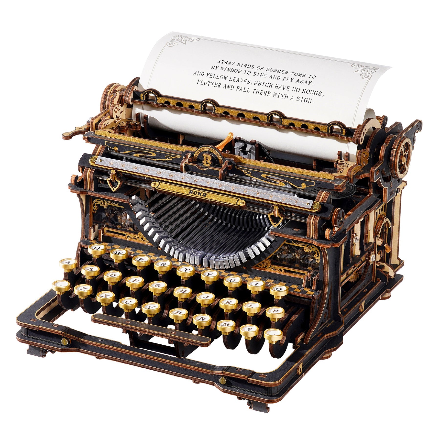 Robotime Mechanical Typewriter Wooden 3D DIY Puzzle (Classic Version)