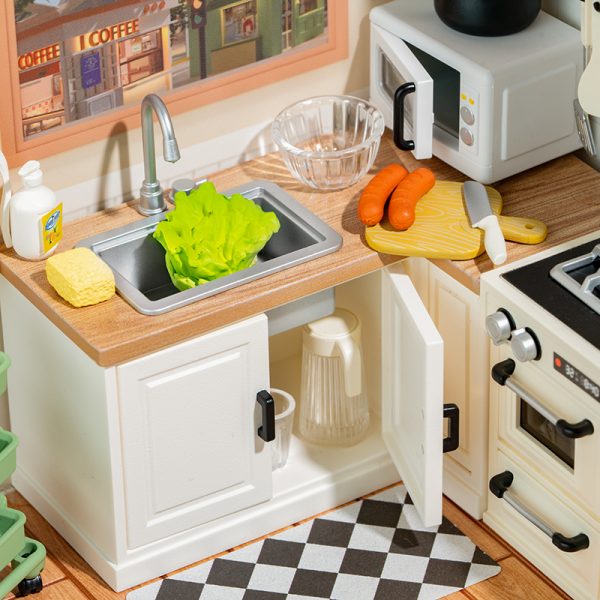 Robotime Super Store Series Happy Meals Kitchen DIY Miniature Dollhouse Kit