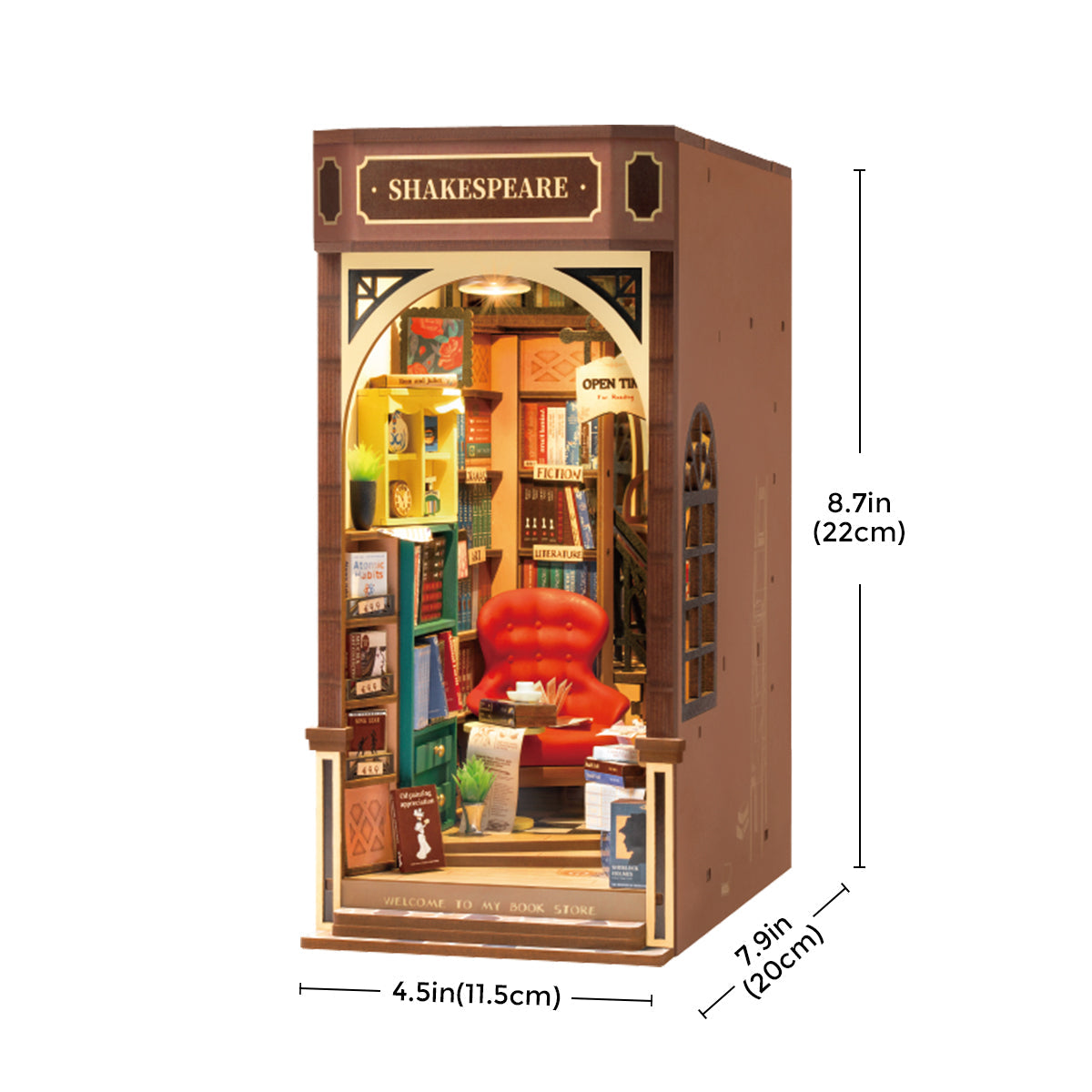Robotime Bookstore DIY Book Nook Shelf Insert Miniature Dollhouse