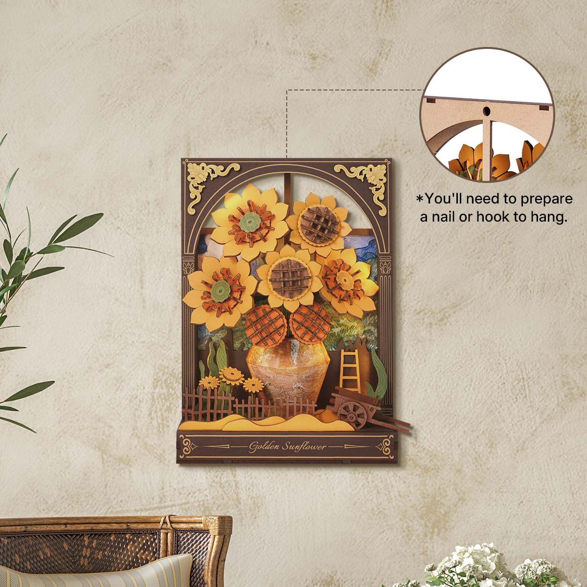 Robotime Golden Sunflower Wall Art 3D Wooden Puzzle