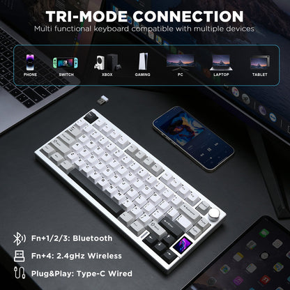 YUNZII AL80 QMK/VIA Aluminum LCD Wireless Mechanical Gaming Keyboard