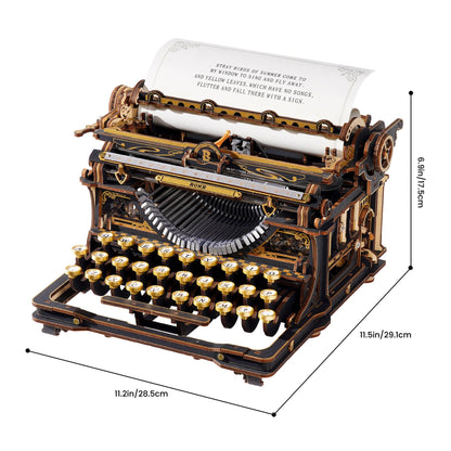 Robotime Mechanical Typewriter Wooden 3D DIY Puzzle (Classic Version)