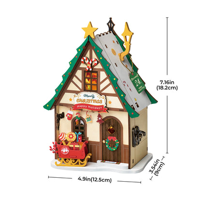 Robotime Twinkling Christmas House DIY 3D Miniature House