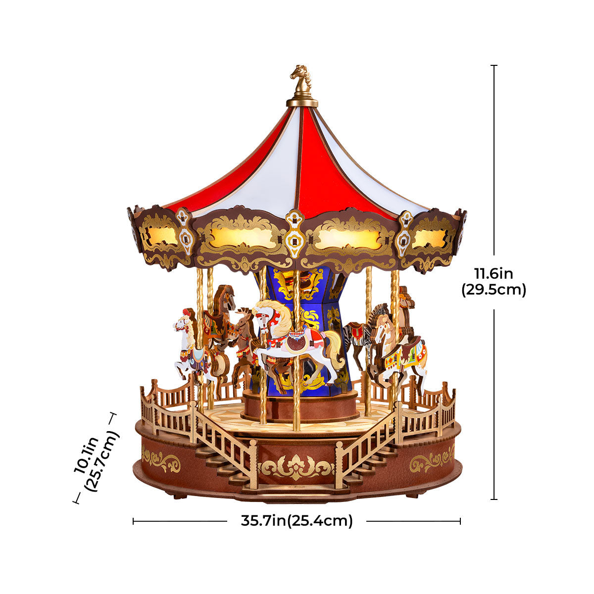 Robotime Classic Carousel 3D DIY Wooden Puzzle Music Box