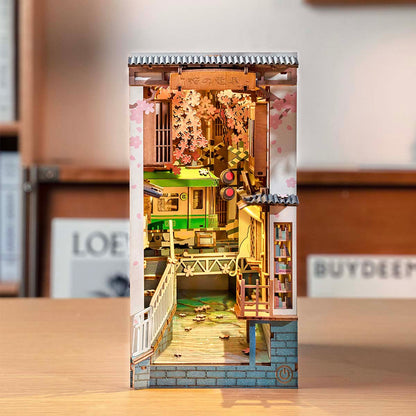 Robotime Sakura Densya DIY Book Nook Shelf Insert Miniature Dollhouse