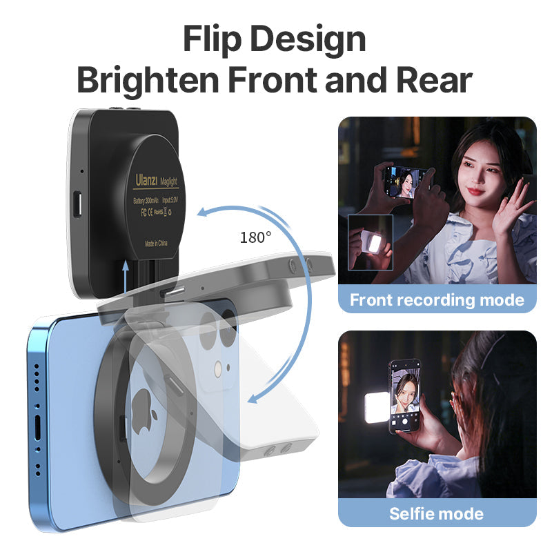 Ulanzi LT010 Magnetic Magsafe Video Light For Vlogging & Selfies Black
