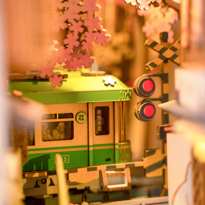 Robotime Sakura Densya DIY Book Nook Shelf Insert Miniature Dollhouse