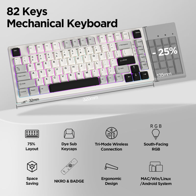 YUNZII YZ75 Pro Wireless Mechanical Gaming Keyboard