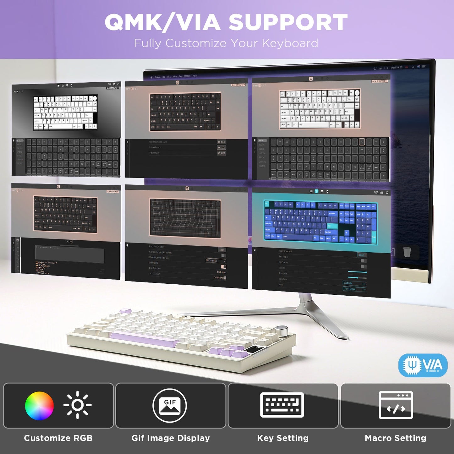 YUNZII AL80 QMK/VIA Aluminum LCD Wireless Mechanical Gaming Keyboard