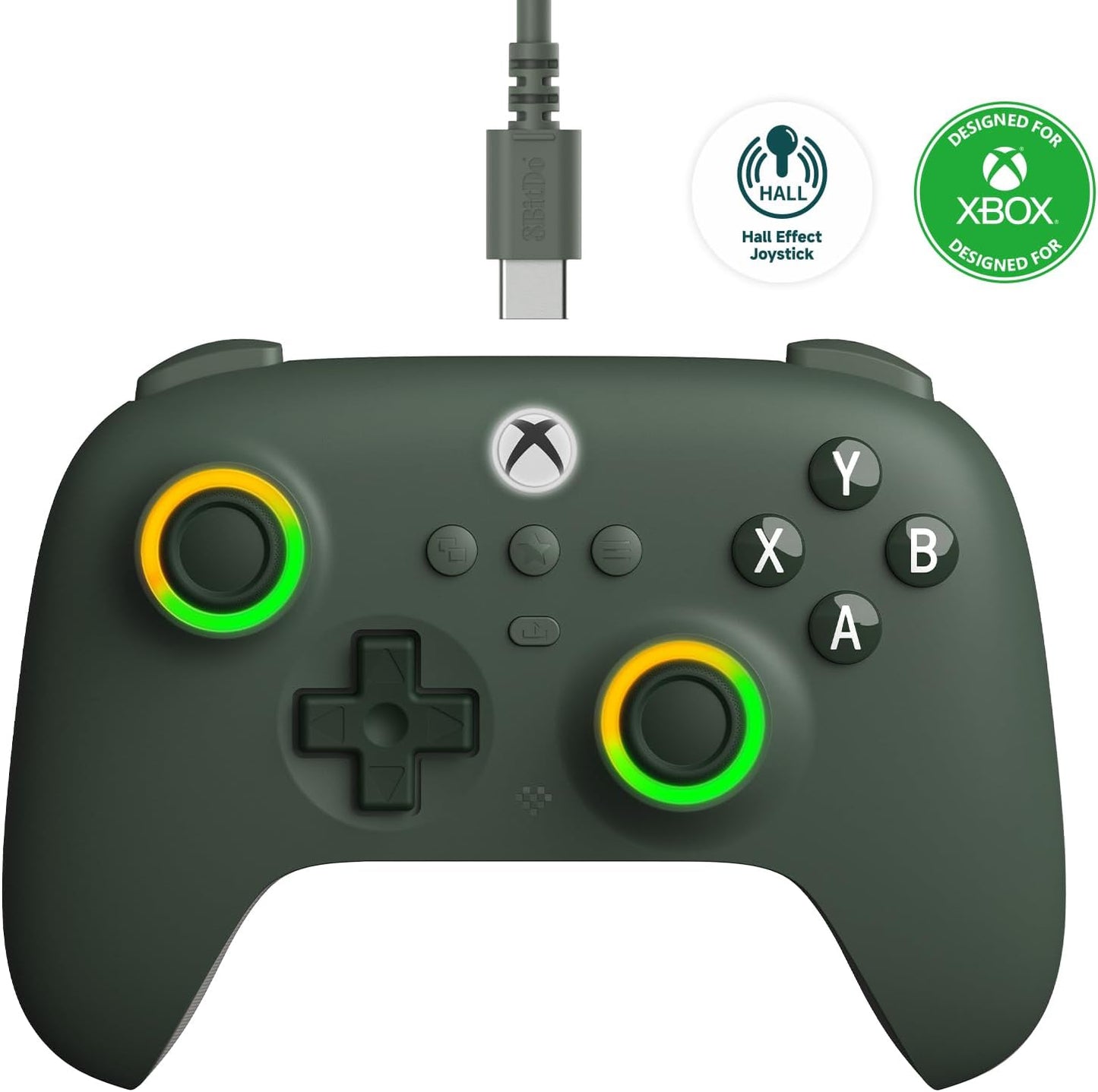8BitDo Ultimate C Wired Controller for Xbox with Hall Effect Joysticks and Hall Triggers Green