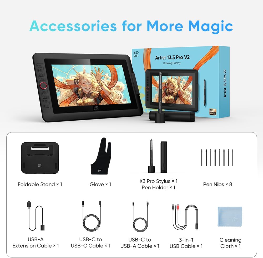 XPPen Artist 13.3 Pro V2 Graphics Display Drawing Tablet & Stylus