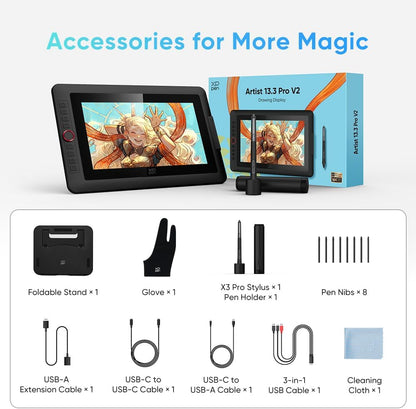 XPPen Artist 13.3 Pro V2 Graphics Display Drawing Tablet & Stylus