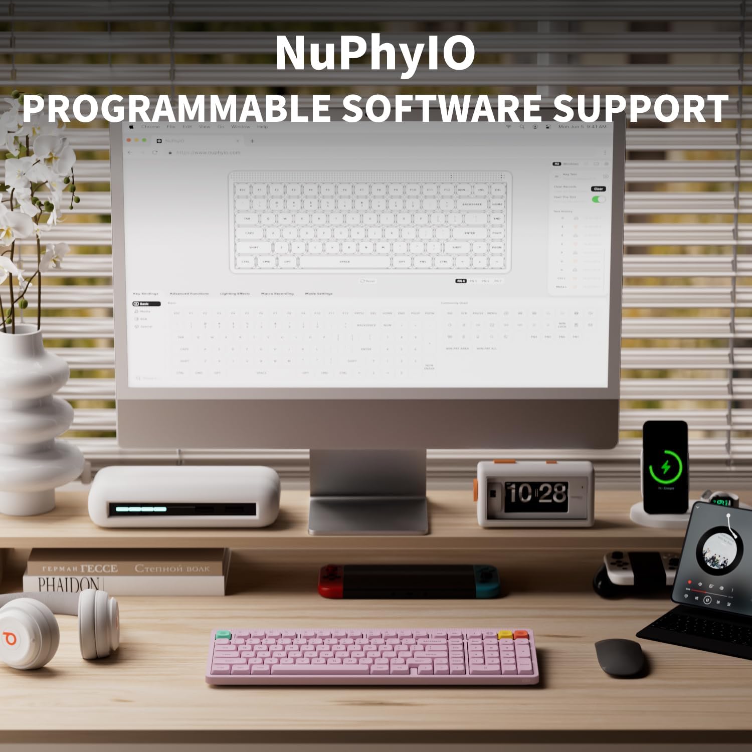 NuPhy Node 100 Low Profile Mechanical Keyboard Pink Blush Nano