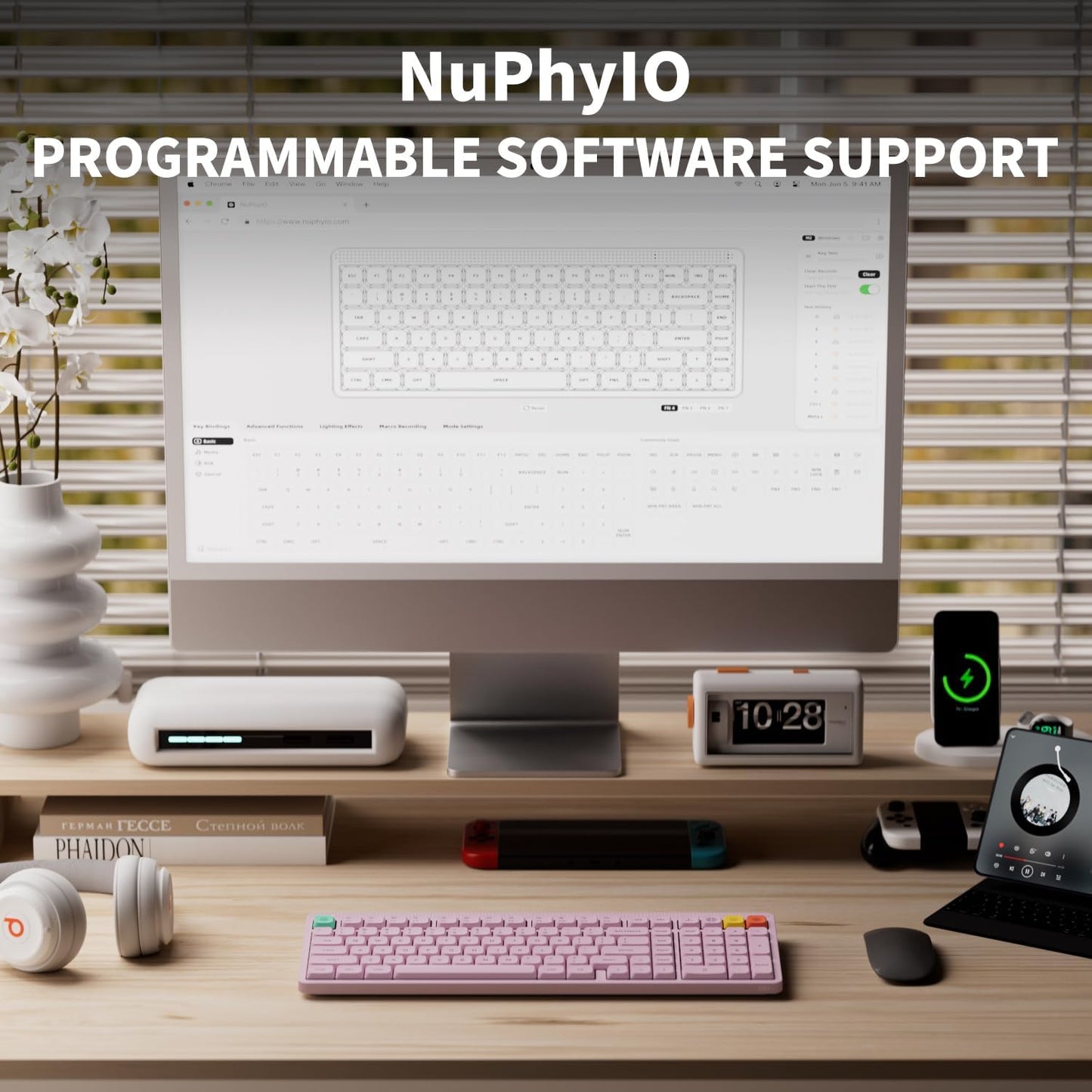 NuPhy Node 100 Low Profile Wireless Mechanical Keyboard Pink Blush Nano Switches