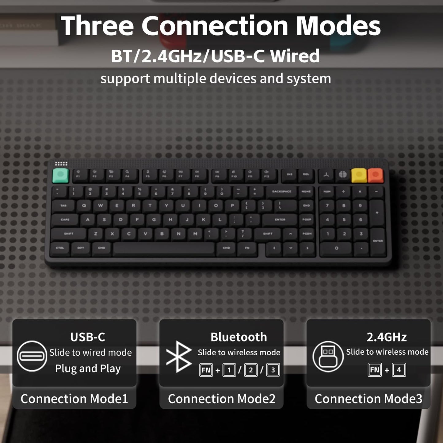 NuPhy Node 100 Low Profile Wireless Mechanical Keyboard Ink Gray Blush Nano Switches