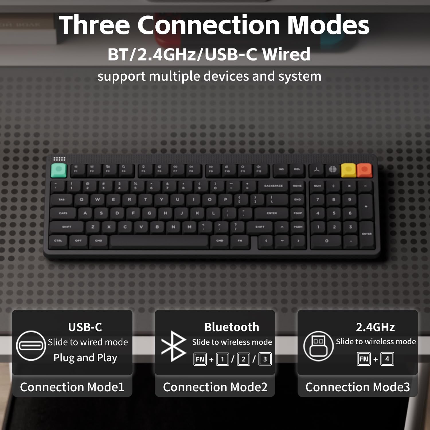 NuPhy Node 100 Low Profile Wireless Mechanical Keyboard Ink Gray Blush Nano Switches