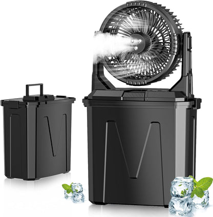 Portable Rechargeable Spray Mist Outdoor Camping Fan LED Light & Power Bank