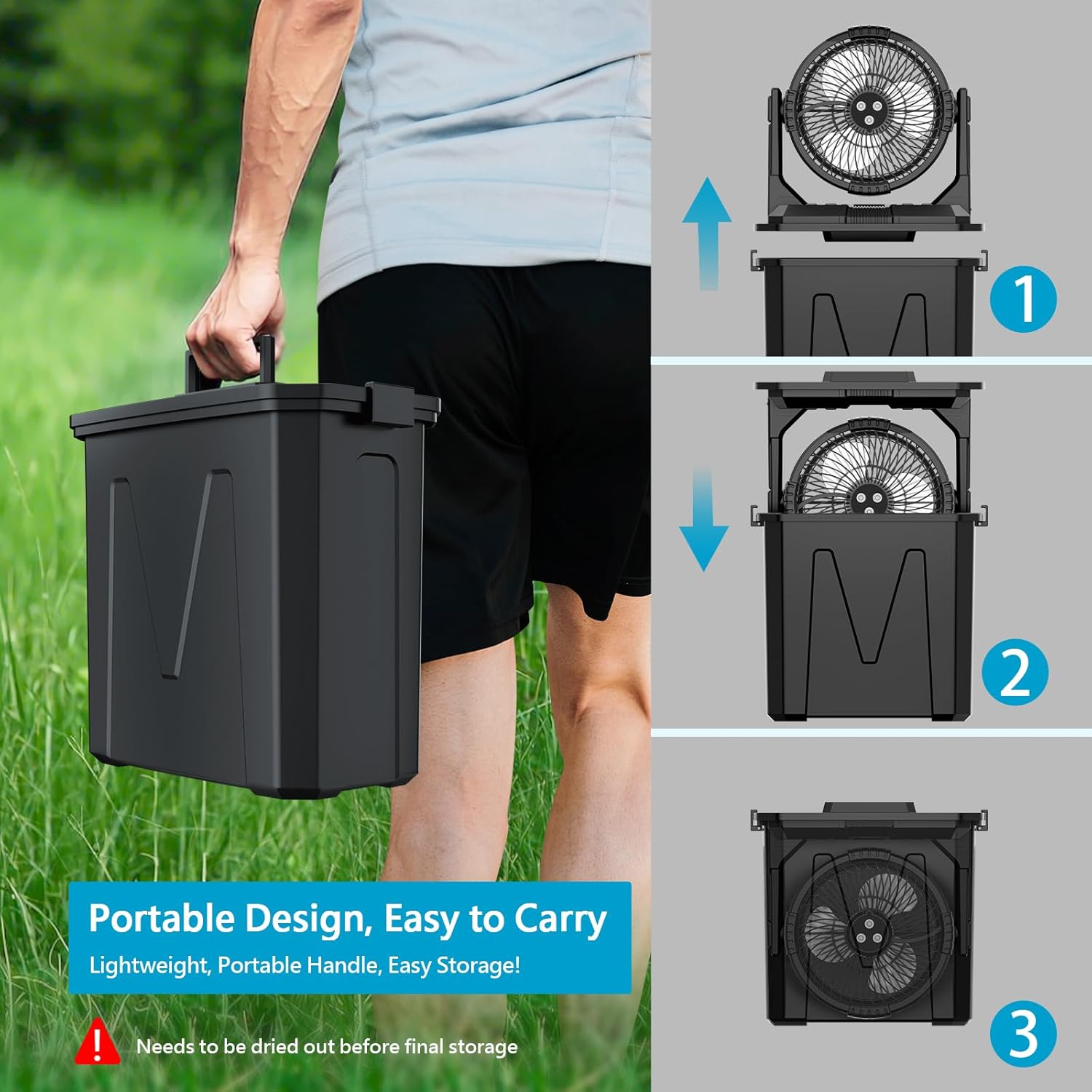 Portable Rechargeable Spray Mist Outdoor Camping Fan LED Light & Power Bank