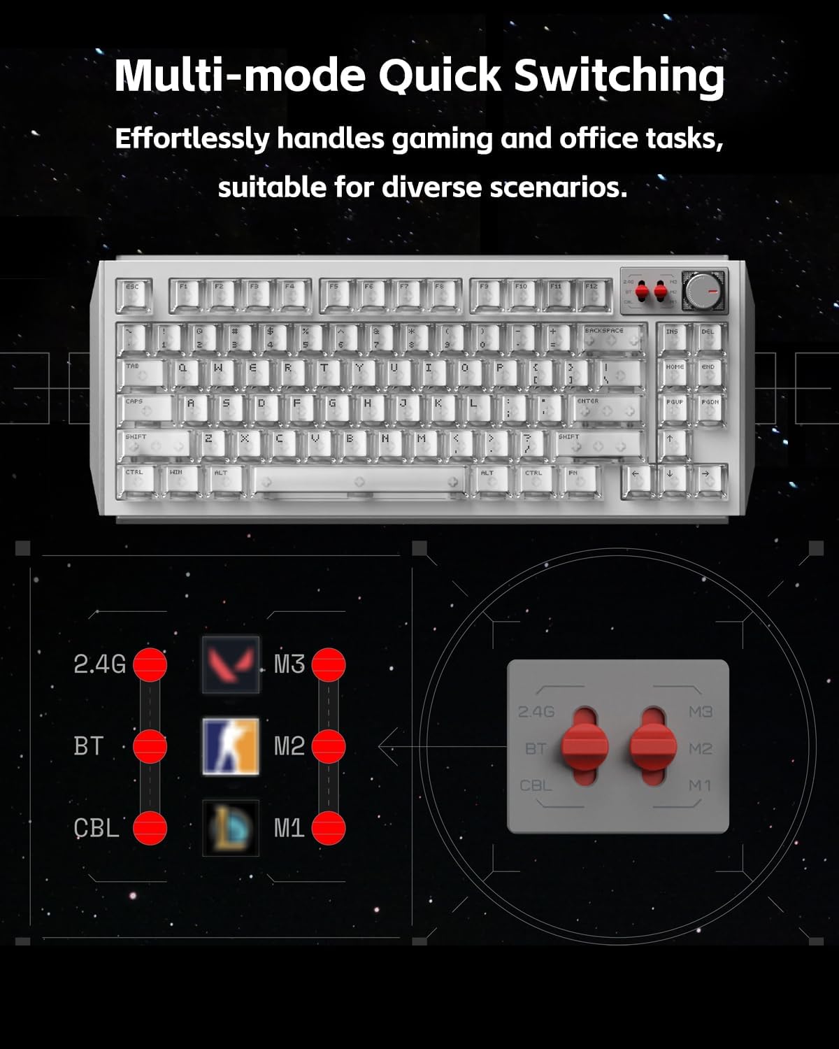 NuPhy WH80 HE Wireless 8K Tri-Mode Magnetic Gaming Keyboard Nova White