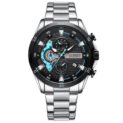 Curren 8402 Calendar Six-Hand Stainless Steel Strap Business Quartz Watch