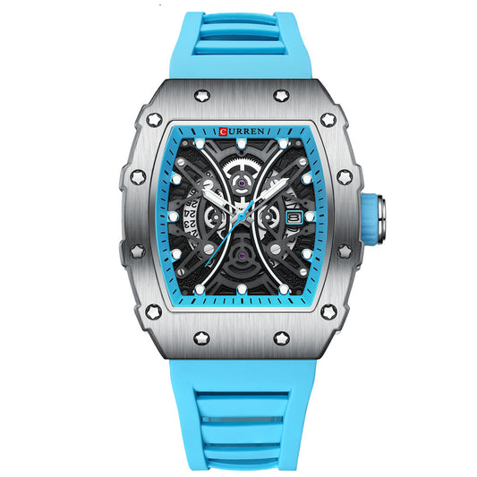 Curren 8438 Square Men's Casual Sport Silicone Wristwatch