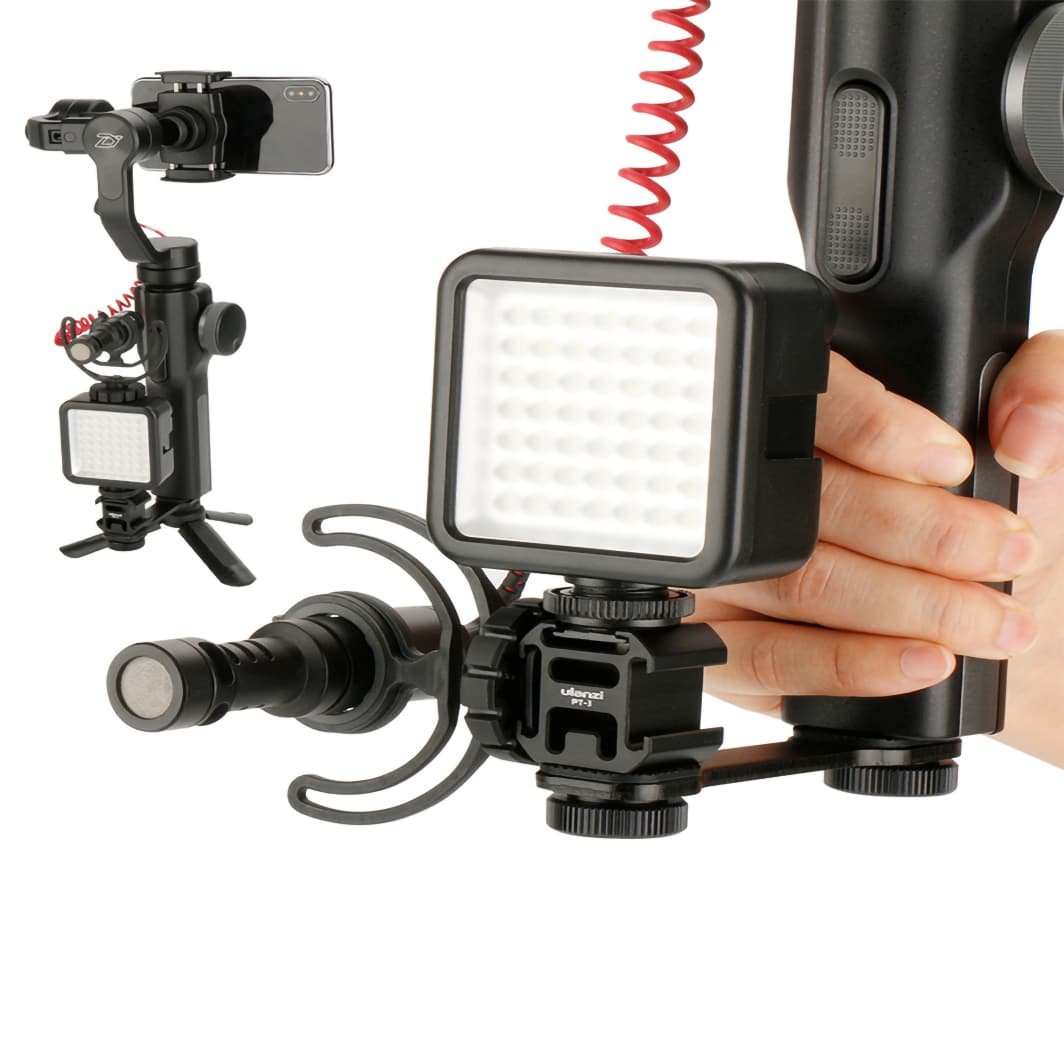 Ulanzi PT-3 Triple Cold Shoe Extension Bracket for Cameras & Smartphones 