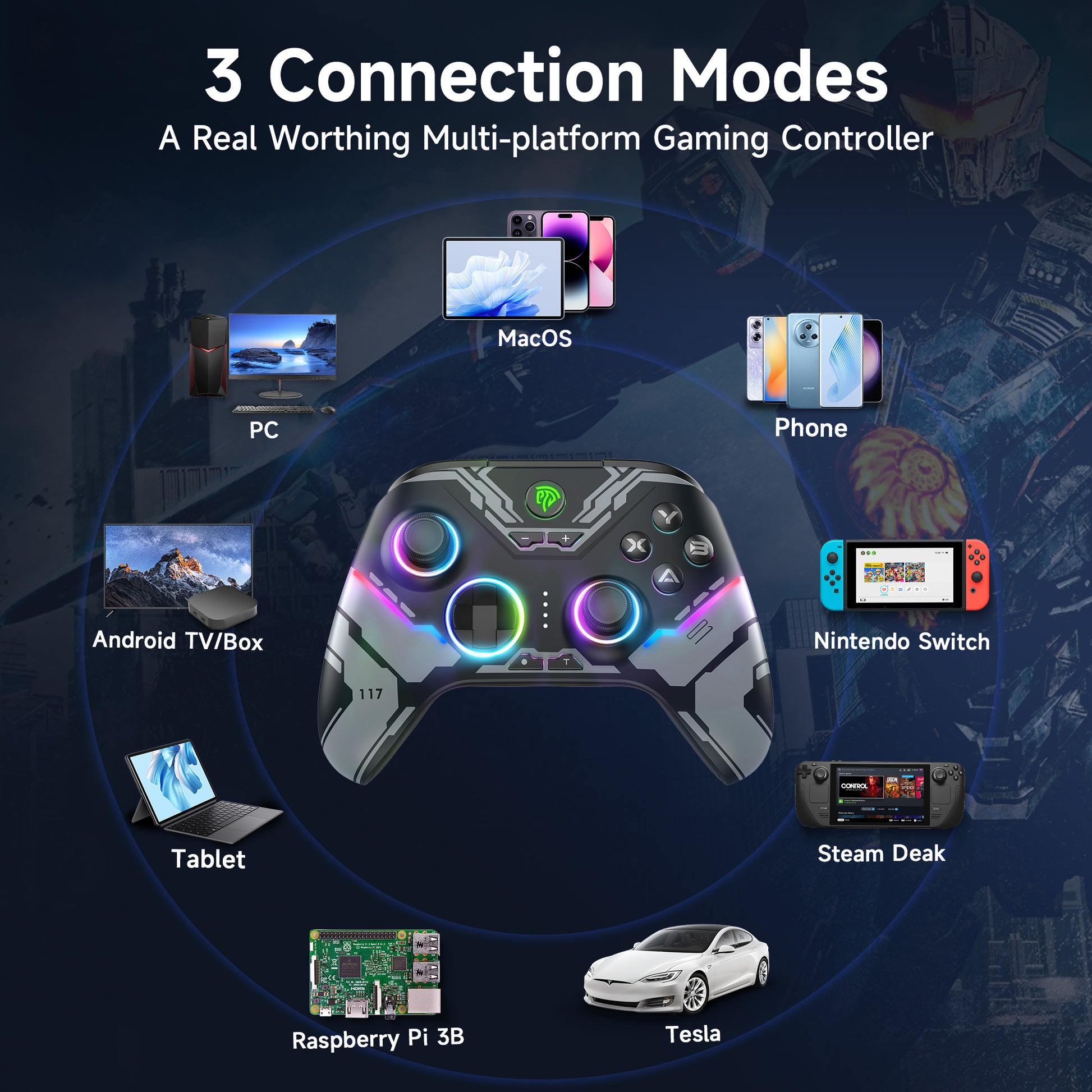 EasySMX X15 RGB Controller – Hall Effect Joystick & Trigger for Windows / Steam / Switch Starfield