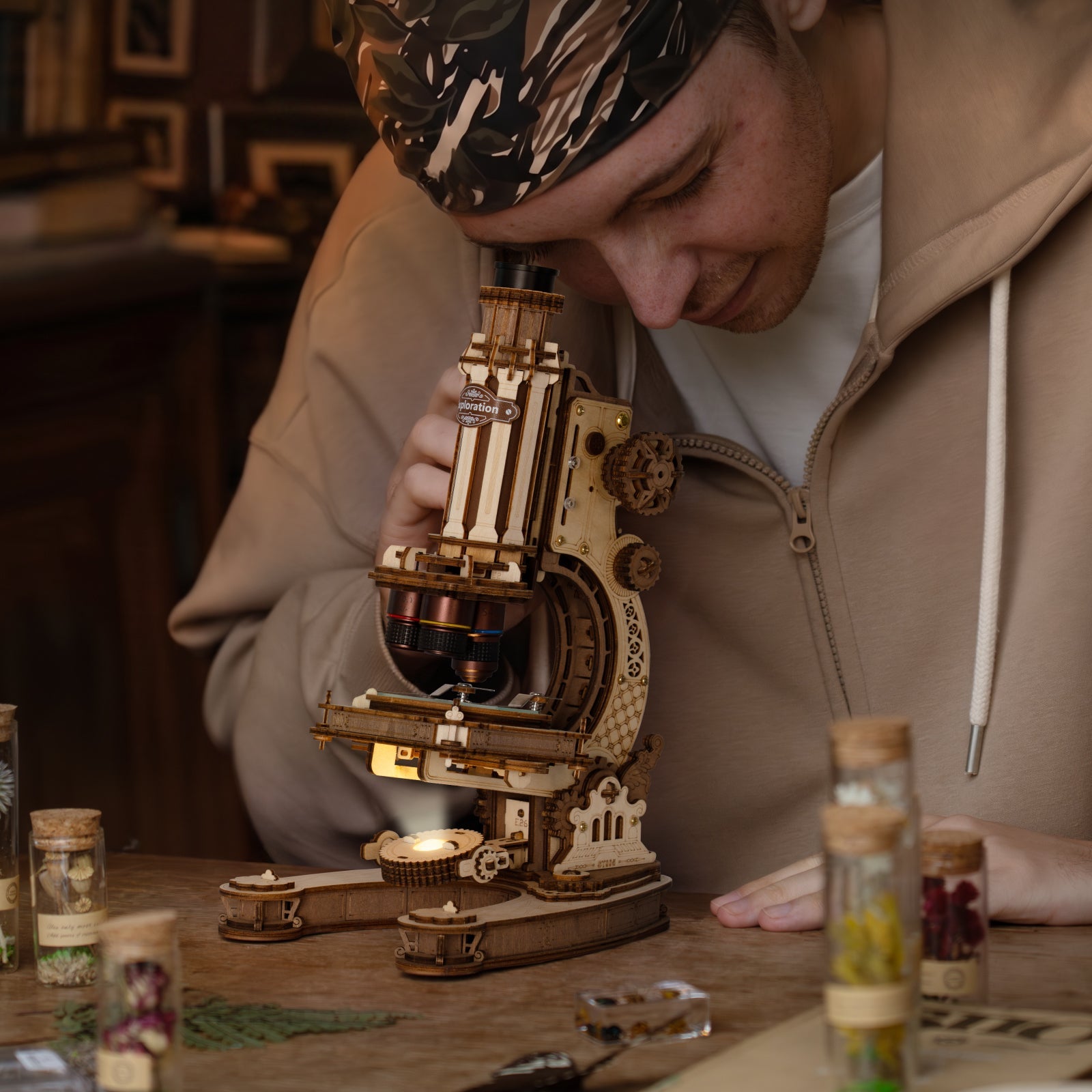 Robotime Microscope Mechanical Wooden DIY 3D Puzzle