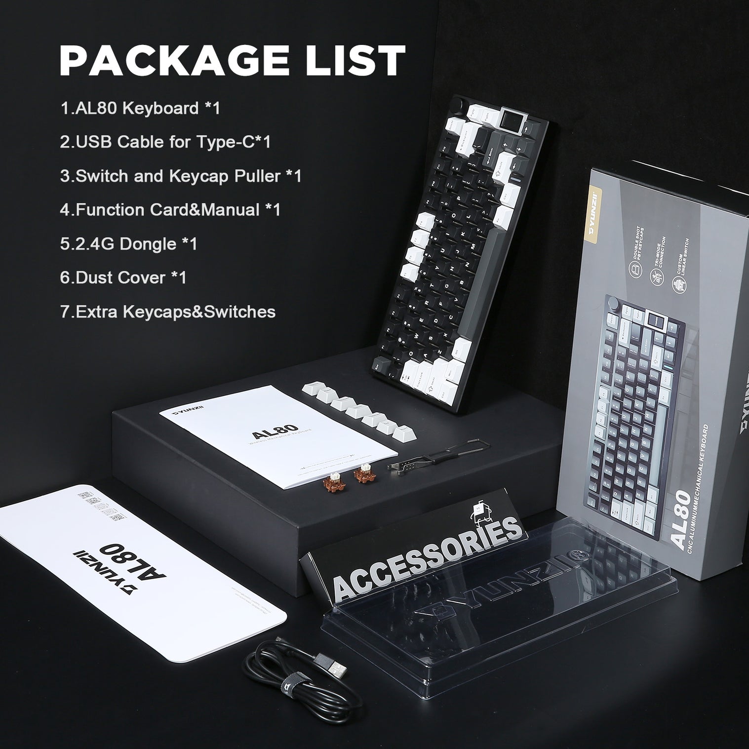 YUNZII AL80 QMK/VIA Aluminum LCD Wireless Mechanical Gaming Keyboard