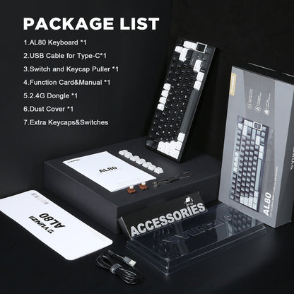 YUNZII AL80 QMK/VIA Aluminum LCD Wireless Mechanical Gaming Keyboard