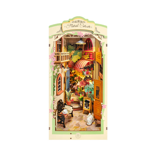 Robotime Floral Corner DIY Book Nook Shelf Insert Miniature Dollhouse