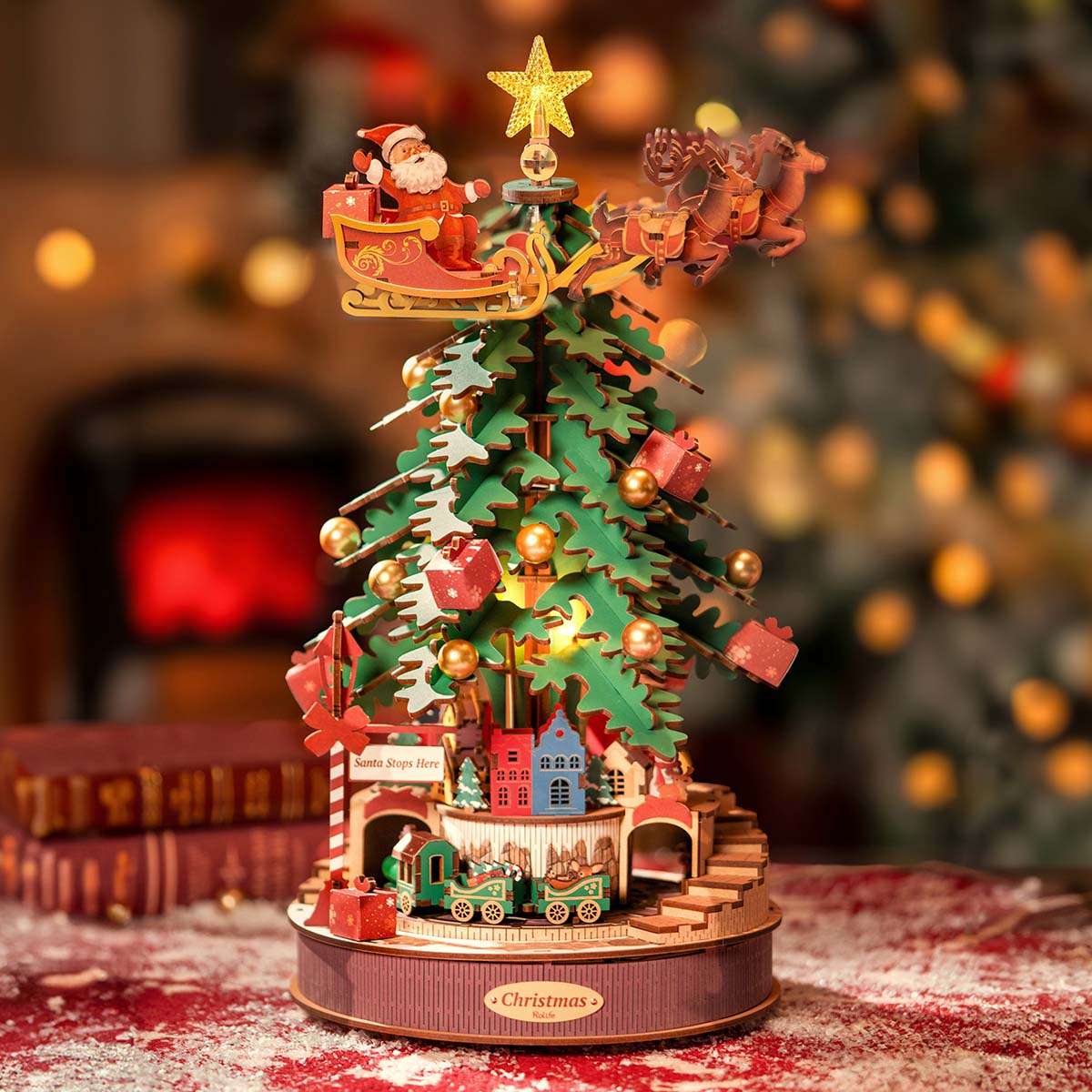 Robotime Christmas Melody Tree 3D Music Box Wooden Puzzle