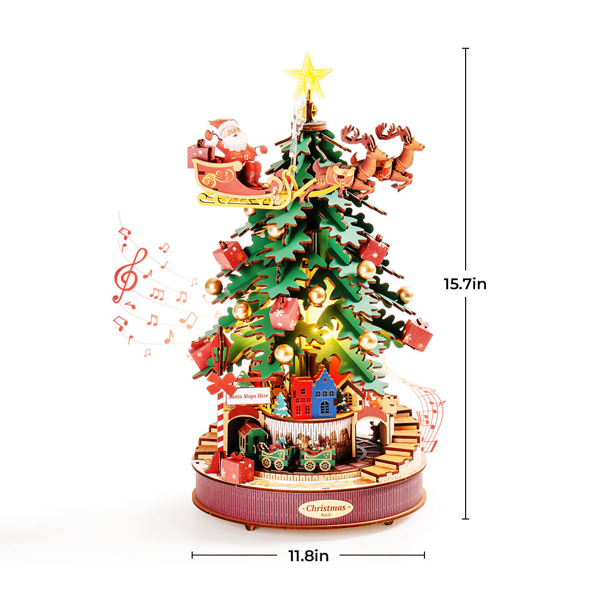 Robotime Christmas Melody Tree 3D Music Box Wooden Puzzle