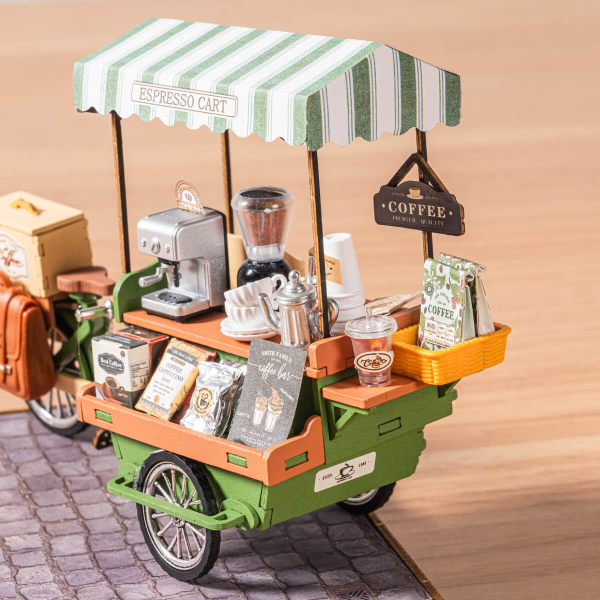 Robotime Aromatic Coffee Cart DIY Miniature 3D House