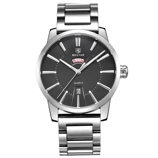 Benyar 5101 Men's Luxury Analog Quartz Wrist Watch Stainless Steel